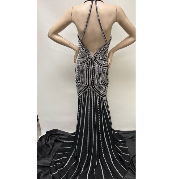 MON CHERI Ellie Wilde Halter neck glass beads formal mermaid long gown - Picture 13 of 14